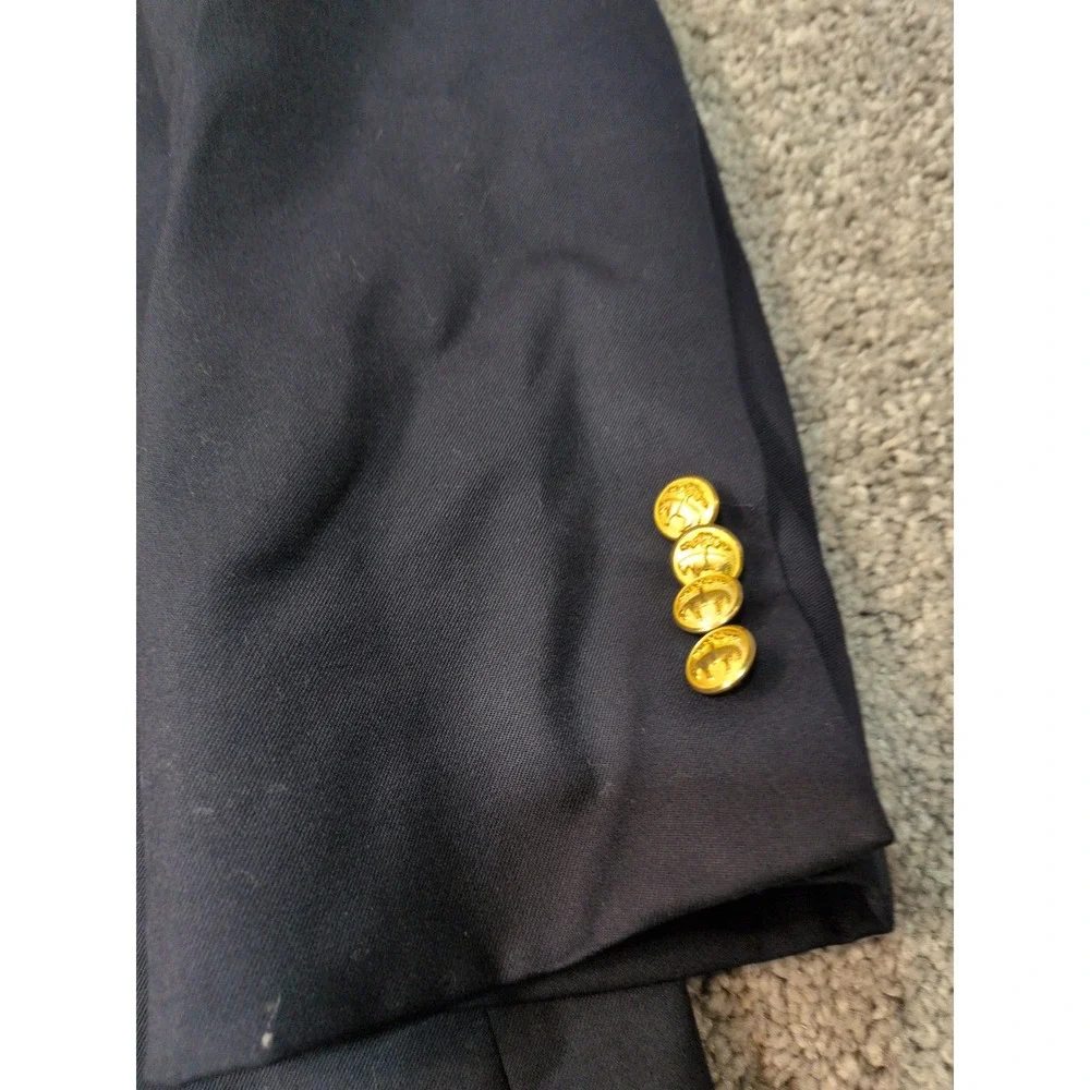 Brooks Brothers‎ 346 Madison Fit Navy Blue Wool Blazer Gold Buttons Mens 46R